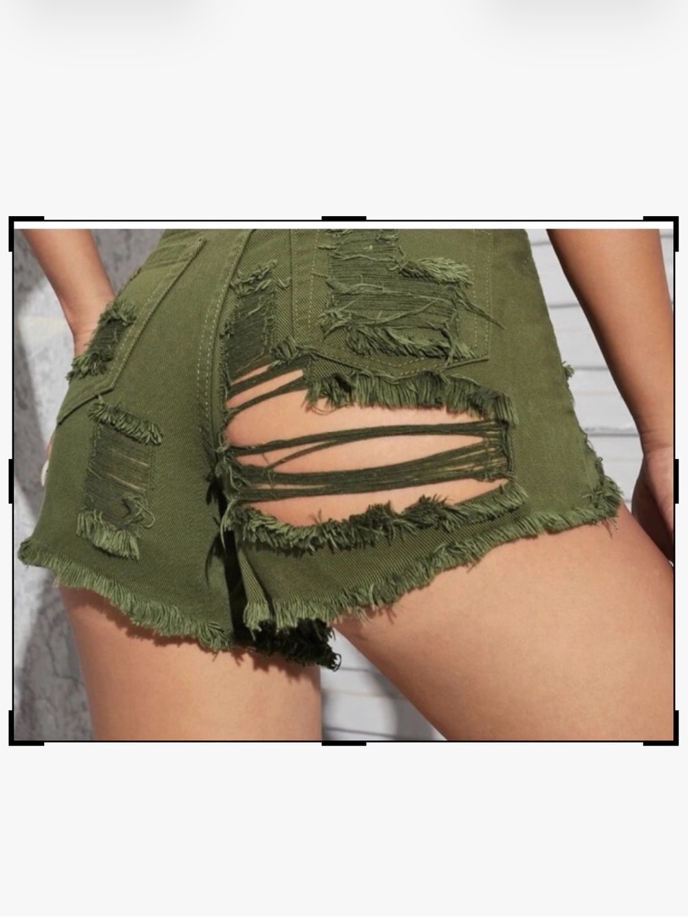 High Waist Ripped Raw Hem Denim Shorts